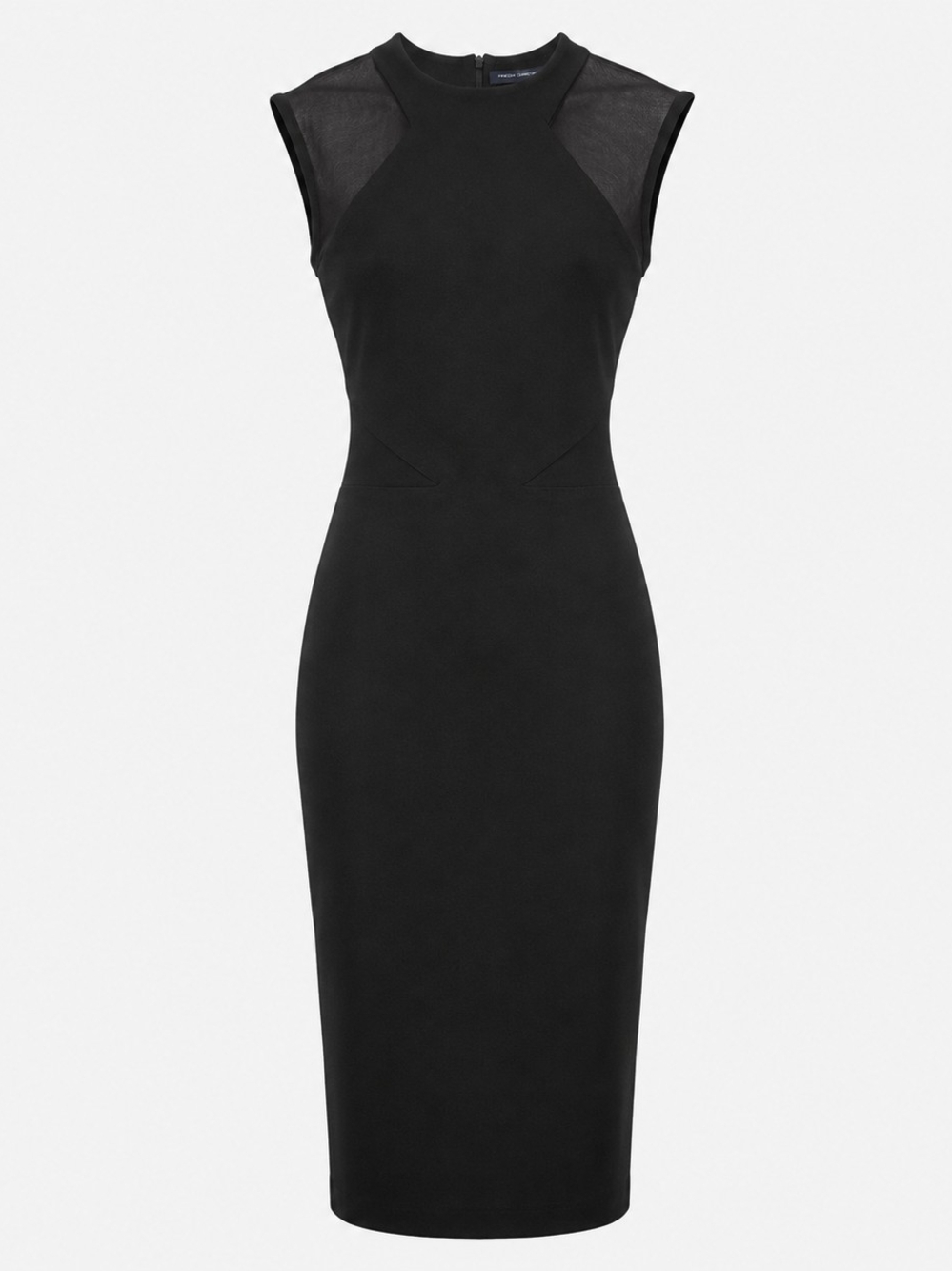 French Connection Black Mesh Panel Midi Dress Size 0 NWT $148